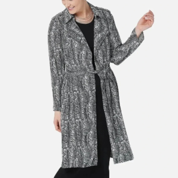 Laurie Felt Women Black Gray Animal Print Cardigan Duster Size XL - Picture 1 of 9